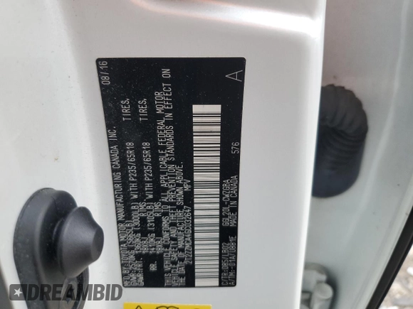 2016 Lexus RX 350 with VIN 2T2ZZMCA4GC032647, listed as a Copart auction lot 55352915 with 87,597 mi miles and Salvage Title. Bid and sale history available at DreamBid. Image 13.