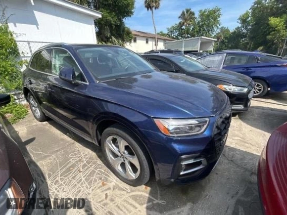 2021 Audi Q5 Premium Plus с VIN WA1BAAFY2M2128107, выставлен на аукционе Copart как лот 62093395 с пробегом Не указан миль и Списание • Salvage title. История ставок и продаж доступна на DreamBid. Изображение 1.