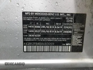 2011 Mercedes-Benz M with VIN 4JGBB2FB4BA683059, listed as a Copart auction lot 54586475 with 195,218 mi miles and Clean Title. Bid and sale history available at carsss.com. Image 13.