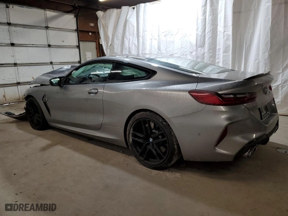 2020 BMW M8 with VIN WBSAE0C05LCD49641, listed as a Copart auction lot 43877355 with 0 mi miles and Salvage Title. Bid and sale history available at carsss.com. Image 2.