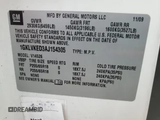 2010 GMC Acadia SL with VIN 1GKLVKED3AJ154305, listed as a Copart auction lot 49616735 with 209,792 mi miles and Clean Title. Bid and sale history available at carsss.com. Image 13.