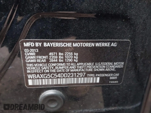 2013 BMW 5 Series 528i with VIN WBAXG5C54DD231297, listed as a IAAI auction lot 41209069 with 79,878 mi miles and . Bid and sale history available at carsss.com. Image 9.