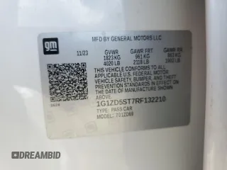 2024 Chevrolet Malibu LT with VIN 1G1ZD5ST7RF132210, listed as a Copart auction lot 55217935 with 36,829 mi miles and Non Repairable. Bid and sale history available at DreamBid. Image 13.