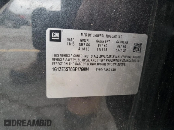 2016 Chevrolet Malibu LT with VIN 1G1ZE5ST6GF176984, listed as a Copart auction lot 83893314 with 135,170 mi miles and Salvage Title. Bid and sale history available at DreamBid. Image 12.