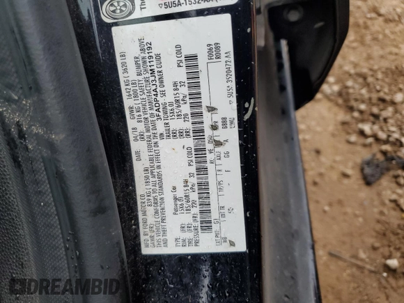 2018 Ford Fiesta S with VIN 3FADP4AJ3JM119192, listed as a Copart auction lot 55900225 with 92,110 mi miles and Salvage title. Bid and sale history available at DreamBid. Image 12.