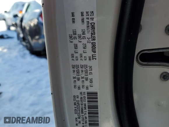 2012 Dodge Journey GT with VIN 3C4PDCEG7CT315704, listed as a Copart auction lot 44330605 with 142,507 mi miles and Salvage Title. Bid and sale history available at DreamBid. Image 14.