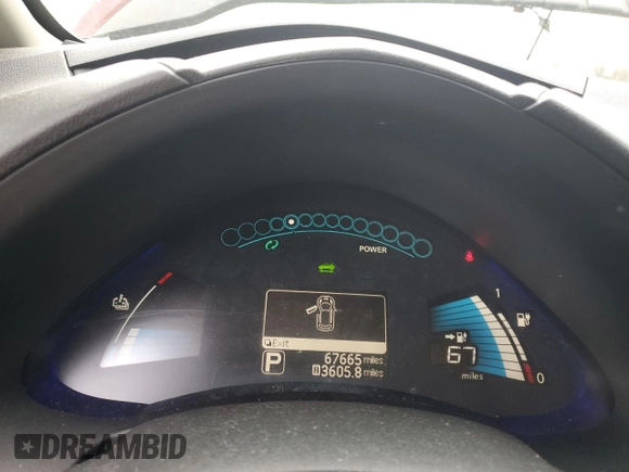 2016 Nissan LEAF SV with VIN 1N4BZ0CP8GC303355, listed as a Copart auction lot 48163075 with 67,665 mi miles and Salvage Title. Bid and sale history available at carsss.com. Image 9.