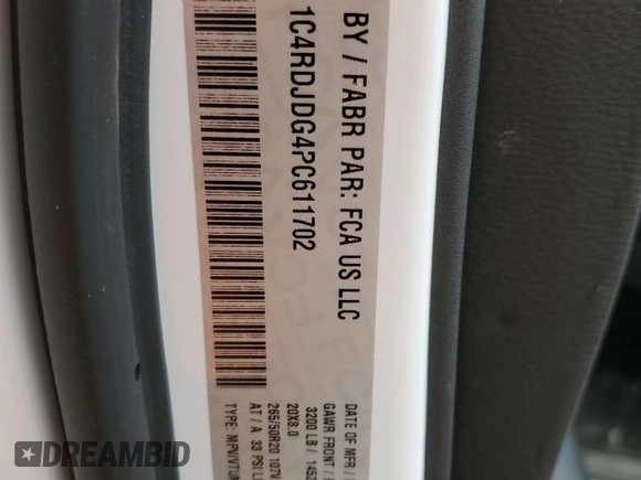 2023 Dodge Durango GT с VIN 1C4RDJDG4PC611702, выставлен на аукционе Copart как лот 48861985 с пробегом 53 156 миль миль и Чистый • Clean title. История ставок и продаж доступна на DreamBid. Изображение 14.