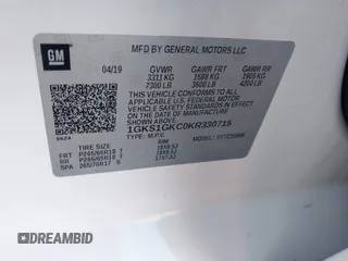2019 GMC Yukon XL SLT with VIN 1GKS1GKC0KR330715, listed as a IAAI auction lot 41758626 with 134,641 mi miles. Bid and sale history available at carsss.com. Image 9.