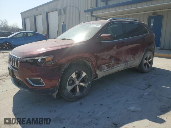 2019 Jeep Cherokee Limited with VIN 1C4PJMDX9KD373902, listed as a Copart auction lot 49121665 with 115,774 mi miles and Salvage Title. Bid and sale history available at carsss.com. Image 1.