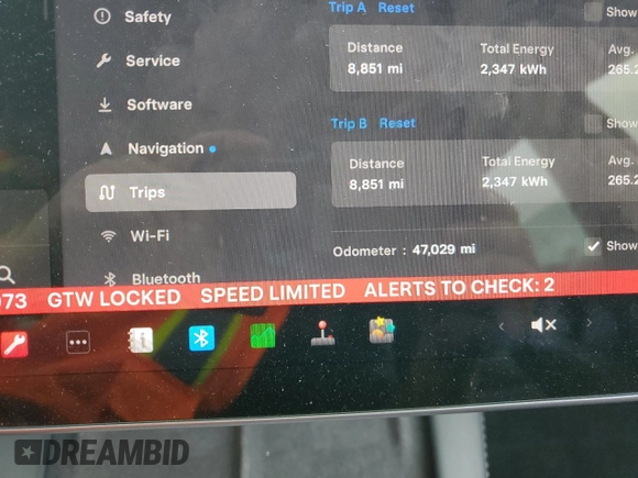 2023 Tesla Model 3 with VIN 5YJ3E1EA7PF450973, listed as a Copart auction lot 61082175 with 47,029 mi miles and Salvage title. Bid and sale history available at DreamBid. Image 9.