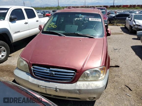 2003 Kia Sedona LX with VIN KNDUP131X36347280, listed as a Copart auction lot 66036964 with 0 mi miles and Salvage Title. Bid and sale history available at carsss.com. Image 5.