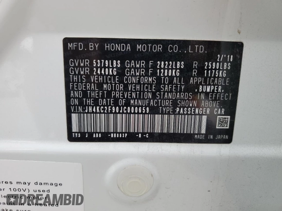 2018 Acura RLX Hybrid Sport z VIN JH4KC2F90JC000659, wystawiony jako Copart lot #81711274 z przebiegiem 68 518 mil mil oraz Szkoda całkowita • Salvage title. Historia ofert i sprzedaży dostępna na DreamBid. Obrazek 13.