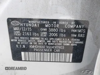 2016 Hyundai Elantra SE с VIN KMHDH4AE9GU490903, выставлен на аукционе IAAI как лот 42164765 с пробегом 121 666 миль миль и . История ставок и продаж доступна на DreamBid. Изображение 9.