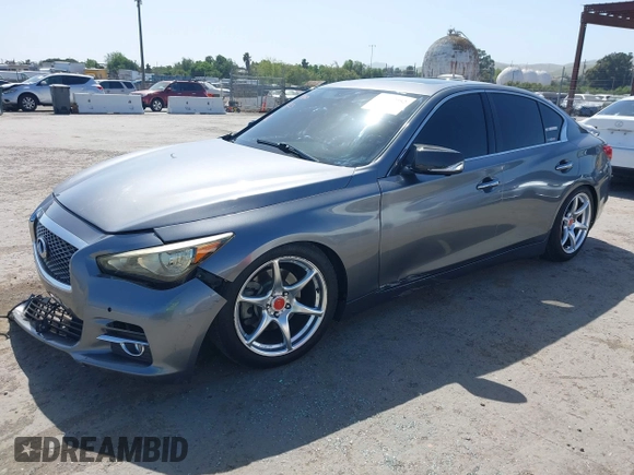 2014 Infiniti Q50 Premium with VIN JN1BV7AP5EM672766, listed as a IAAI auction lot 42107952 with 66,929 mi miles. Bid and sale history available at carsss.com. Image 17.