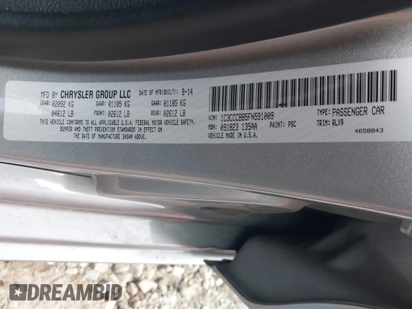 2015 Chrysler 200 S z VIN 1C3CCCBB5FN591009, wystawiony jako IAAI lot #42092195 z przebiegiem 75 943 mil mil oraz . Historia ofert i sprzedaży dostępna na DreamBid. Obrazek 9.