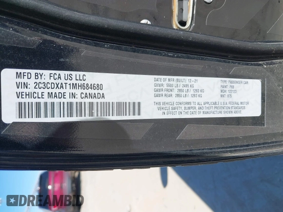 2021 Dodge Charger Police with VIN 2C3CDXAT1MH684680, listed as a IAAI auction lot 41618450 with Not provided miles and . Bid and sale history available at DreamBid. Image 9.