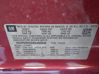 2014 Chevrolet Silverado 1500 LT with VIN 3GCPCREC5EG403536, listed as a IAAI auction lot 41681137 with 185,685 mi miles. Bid and sale history available at carsss.com. Image 9.