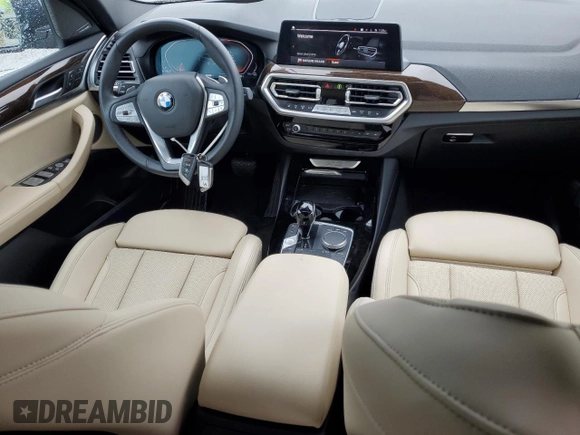 2023 BMW X3 sDrive30i with VIN 5UX43DP08P9S82575, listed as a Copart auction lot 47843655 with 4,696 mi miles and Salvage Title. Bid and sale history available at DreamBid. Image 8.