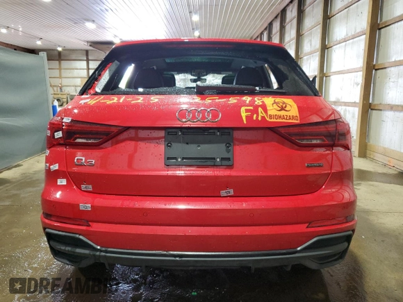 2025 Audi Q3 S line Premium z VIN WA1DECF30S1016132, wystawiony jako Copart lot #55785515 z przebiegiem Nie podano mil oraz Czysty tytuł • Clean title. Historia ofert i sprzedaży dostępna na DreamBid. Obrazek 6.