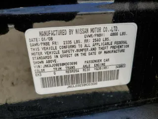 2008 Infiniti EX Journey with VIN JNKAJ09E58M303696, listed as a Copart auction lot 85809384 with 154,291 mi miles and Salvage Title. Bid and sale history available at DreamBid. Image 14.