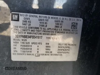 2015 Cadillac SRX Luxury Collection z VIN 3GYFNBE34FS541817, wystawiony jako Copart lot #58386685 z przebiegiem 51 731 mil mil oraz Szkoda całkowita • Salvage title. Historia ofert i sprzedaży dostępna na DreamBid. Obrazek 12.