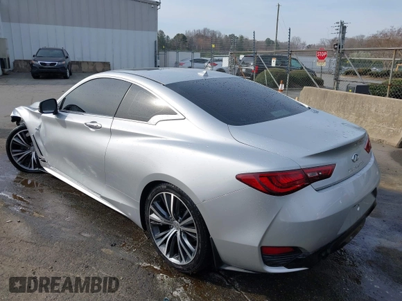 2018 Infiniti Q60 Luxe with VIN JN1EV7EK3JM343134, listed as a IAAI auction lot 41795601 with 61,826 mi miles and . Bid and sale history available at carsss.com. Image 3.