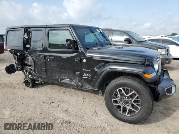2024 Jeep Wrangler Sahara with VIN 1C4PJXEG8RW262661, listed as a Copart auction lot 55464325 with 561 mi miles and Salvage title. Bid and sale history available at DreamBid. Image 4.