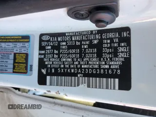 2013 Kia Sorento SX with VIN 5XYKWDA23DG381678, listed as a Copart auction lot 46503395 with 119,364 mi miles and Salvage Title. Bid and sale history available at carsss.com. Image 13.
