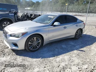 2018 Infiniti Q50 2.0t LUXE with VIN JN1CV7AP3JM240238, listed as a Copart auction lot 75396004 with 126,980 mi miles and Salvage Title. Bid and sale history available at carsss.com. Image 1.
