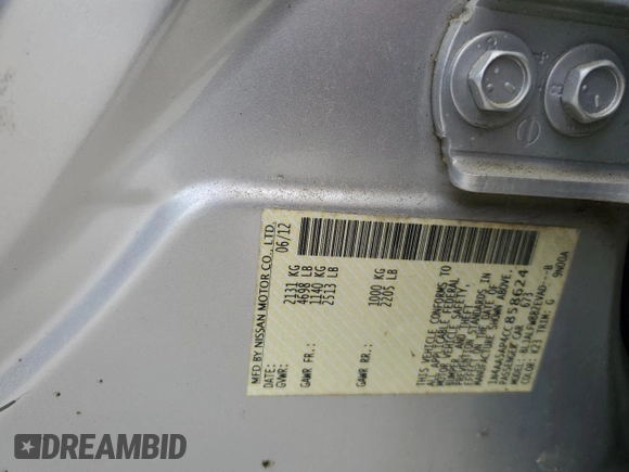 2012 Nissan Maxima SV z VIN 1N4AA5AP4CC858624, wystawiony jako Copart lot #54853025 z przebiegiem 155 708 mil mil oraz Szkoda całkowita • Salvage title. Historia ofert i sprzedaży dostępna na DreamBid. Obrazek 13.