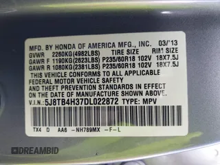 2013 Acura RDX with VIN 5J8TB4H37DL022872, listed as a IAAI auction lot 42142570 with 127,467 mi miles. Bid and sale history available at carsss.com. Image 9.