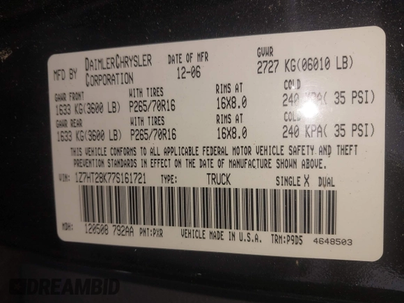 2007 Mitsubishi Raider LS z VIN 1Z7HT28K77S161721, wystawiony jako IAAI lot #42371688 z przebiegiem 130 815 mil mil oraz . Historia ofert i sprzedaży dostępna na DreamBid. Obrazek 9.
