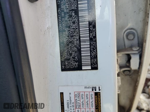 2011 Toyota Corolla L with VIN JTDBU4EE5BJ093457, listed as a Copart auction lot 51695305 with 93,944 mi miles and Salvage Title. Bid and sale history available at carsss.com. Image 12.