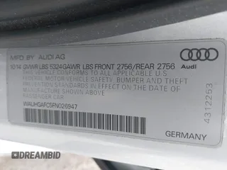 2015 Audi A6 3.0T Prestige with VIN WAUHGAFC5FN026947, listed as a IAAI auction lot 41718442 with 110,410 mi miles. Bid and sale history available at carsss.com. Image 9.