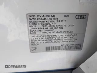 2023 Audi Q5 Premium with VIN WA1ABAFY6P2165402, listed as a IAAI auction lot 41969291 with 33,540 mi miles and . Bid and sale history available at DreamBid. Image 9.