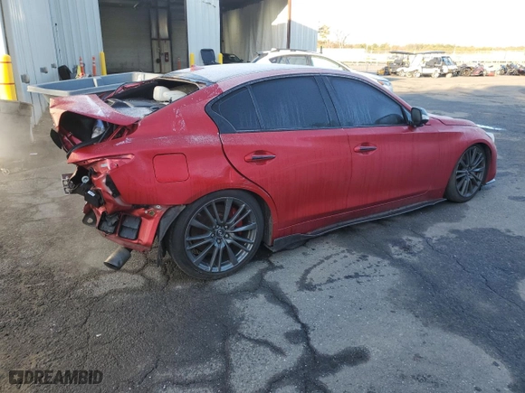2019 Infiniti Q50 RED SPORT 400 with VIN JN1FV7AR6KM800401, listed as a Copart auction lot 85387524 with 49416 miles and Salvage Title. Bid and sale history available at carsss.com. Image 3.