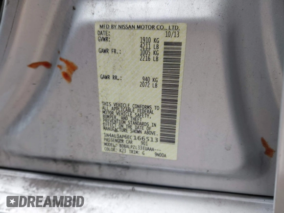 2014 Nissan Altima 2.5 SV with VIN 1N4AL3AP6EC166513, listed as a IAAI auction lot 41903832 with 217,512 mi miles. Bid and sale history available at carsss.com. Image 9.