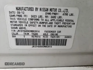 2012 Infiniti G25 x with VIN JN1DV6ARXCM862614, listed as a Copart auction lot 45702135 with 175,030 mi miles and Clean Title. Bid and sale history available at DreamBid. Image 12.