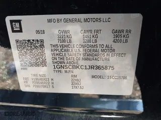 2018 Chevrolet Tahoe LT with VIN 1GNSCBKC1JR365875, listed as a IAAI auction lot 41584072 with 61,957 mi miles. Bid and sale history available at carsss.com. Image 9.
