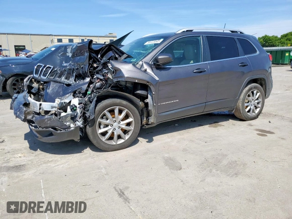 2018 Jeep Cherokee Limited z VIN 1C4PJLDX4JD556701, wystawiony jako Copart lot #58723505 z przebiegiem Nie podano mil oraz Szkoda całkowita • Salvage title. Historia ofert i sprzedaży dostępna na DreamBid. Obrazek 1.