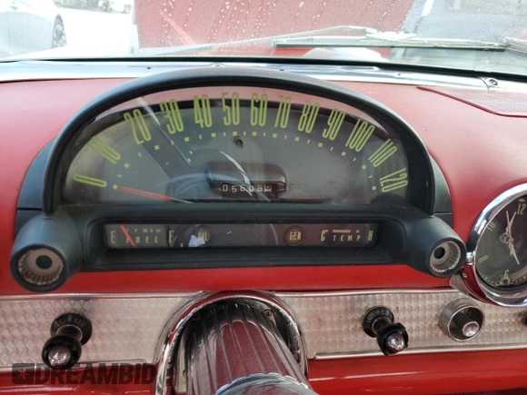 1955 Ford Thunderbird with VIN P5FH232488, listed as a Copart auction lot 76205064 with 5,608 mi miles and Salvage Title. Bid and sale history available at DreamBid. Image 9.