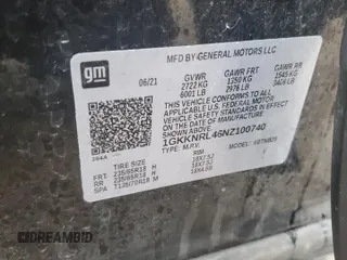 2022 GMC Acadia SLE z VIN 1GKKNRL46NZ100740, wystawiony jako Copart lot #84398654 z przebiegiem 62 187 mil mil oraz Szkoda całkowita • Salvage title. Historia ofert i sprzedaży dostępna na DreamBid. Obrazek 16.
