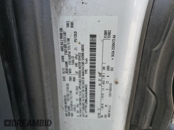 2018 Ford Transit z VIN 1FTYR1ZM0JKA09453, wystawiony jako Copart lot #55241035 z przebiegiem 227 932 mil mil oraz Szkoda całkowita • Salvage title. Historia ofert i sprzedaży dostępna na DreamBid. Obrazek 12.
