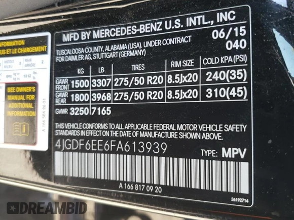 2015 Mercedes-Benz GL-Class GL 450 with VIN 4JGDF6EE6FA613939, listed as a Copart auction lot 65423753 with 131,577 mi miles. Bid and sale history available at carsss.com. Image 15.