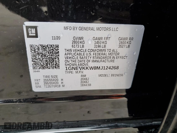2021 Chevrolet Traverse Premier with VIN 1GNEVKKW8MJ124268, listed as a Copart auction lot 66551544 with 29,280 mi miles and Salvage Title. Bid and sale history available at carsss.com. Image 13.