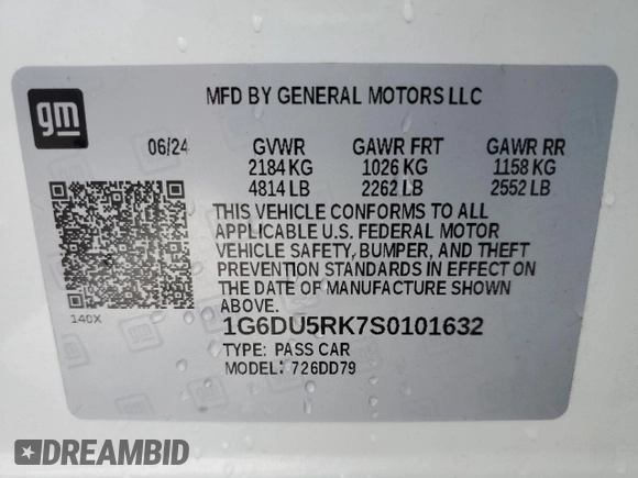 2025 Cadillac CT5 Sport with VIN 1G6DU5RK7S0101632, listed as a Copart auction lot 54661775 with 8,927 mi miles and Salvage title. Bid and sale history available at DreamBid. Image 12.