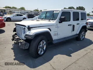 2018 Jeep Wrangler Unlimited Sahara with VIN 1C4HJXEG5JW303515, listed as a Copart auction lot 59985005 with 58,628 mi miles and Salvage title. Bid and sale history available at DreamBid. Image 1.