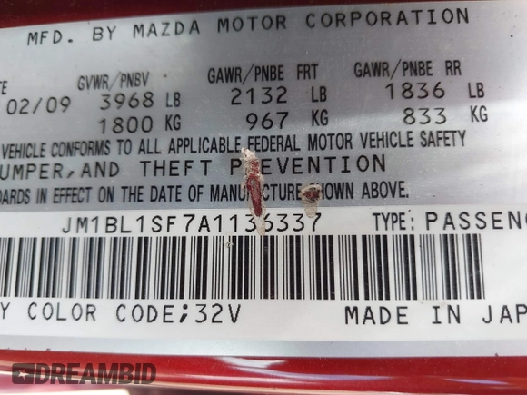 2010 Mazda 3 i Touring with VIN JM1BL1SF7A1136337, listed as a IAAI auction lot 42264708 with 154,239 mi miles and . Bid and sale history available at DreamBid. Image 9.