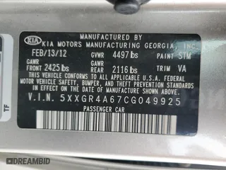 2012 Kia Optima SX with VIN 5XXGR4A67CG049925, listed as a Copart auction lot 51065675 with 269,691 mi miles and Clean Title. Bid and sale history available at carsss.com. Image 14.